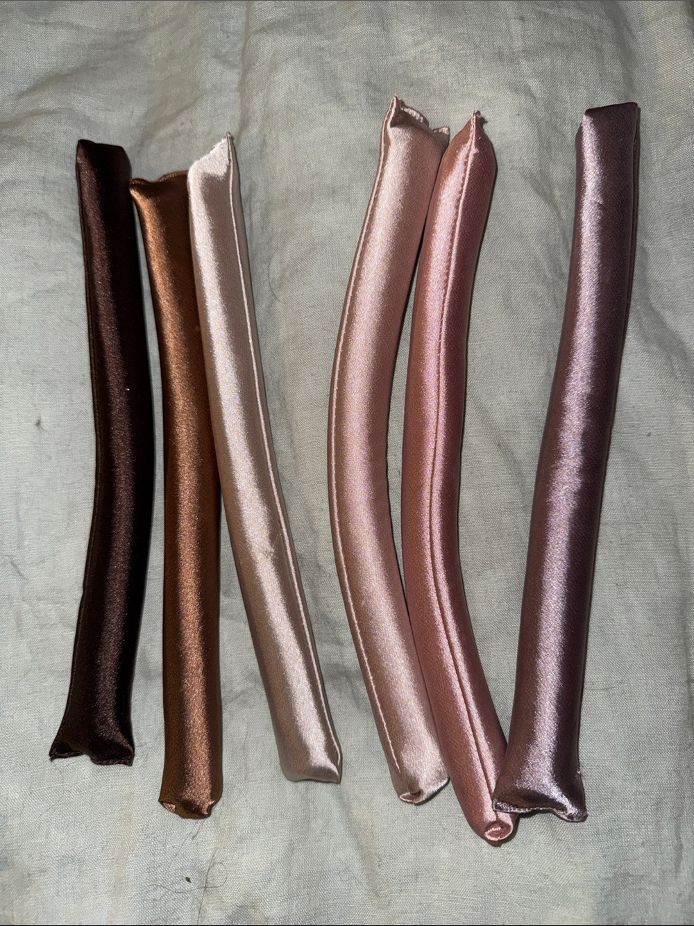 Satin Heatless Curling Rods Set – Pink, Rose, Bronze, Mauve, Brown